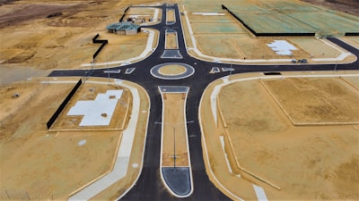 an aerial view of an intersection in the middle of nowhere