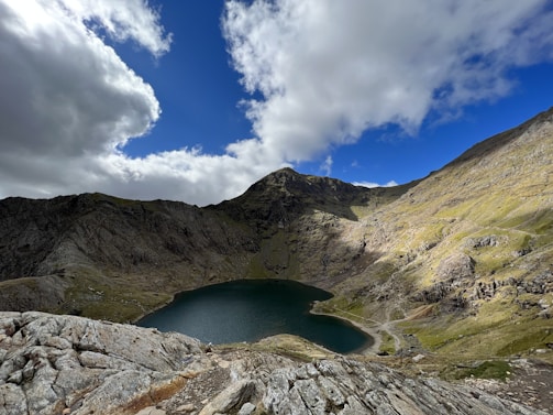 a lake in the middle of a mountain range