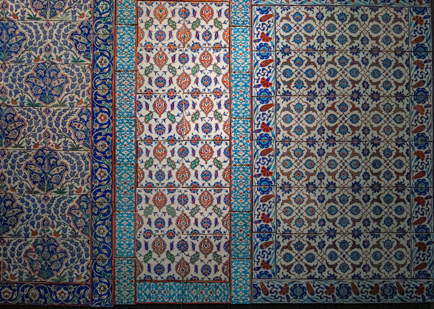 Elegant close-up of premium Algerian tiles showcasing intricate patterns and rich textures.