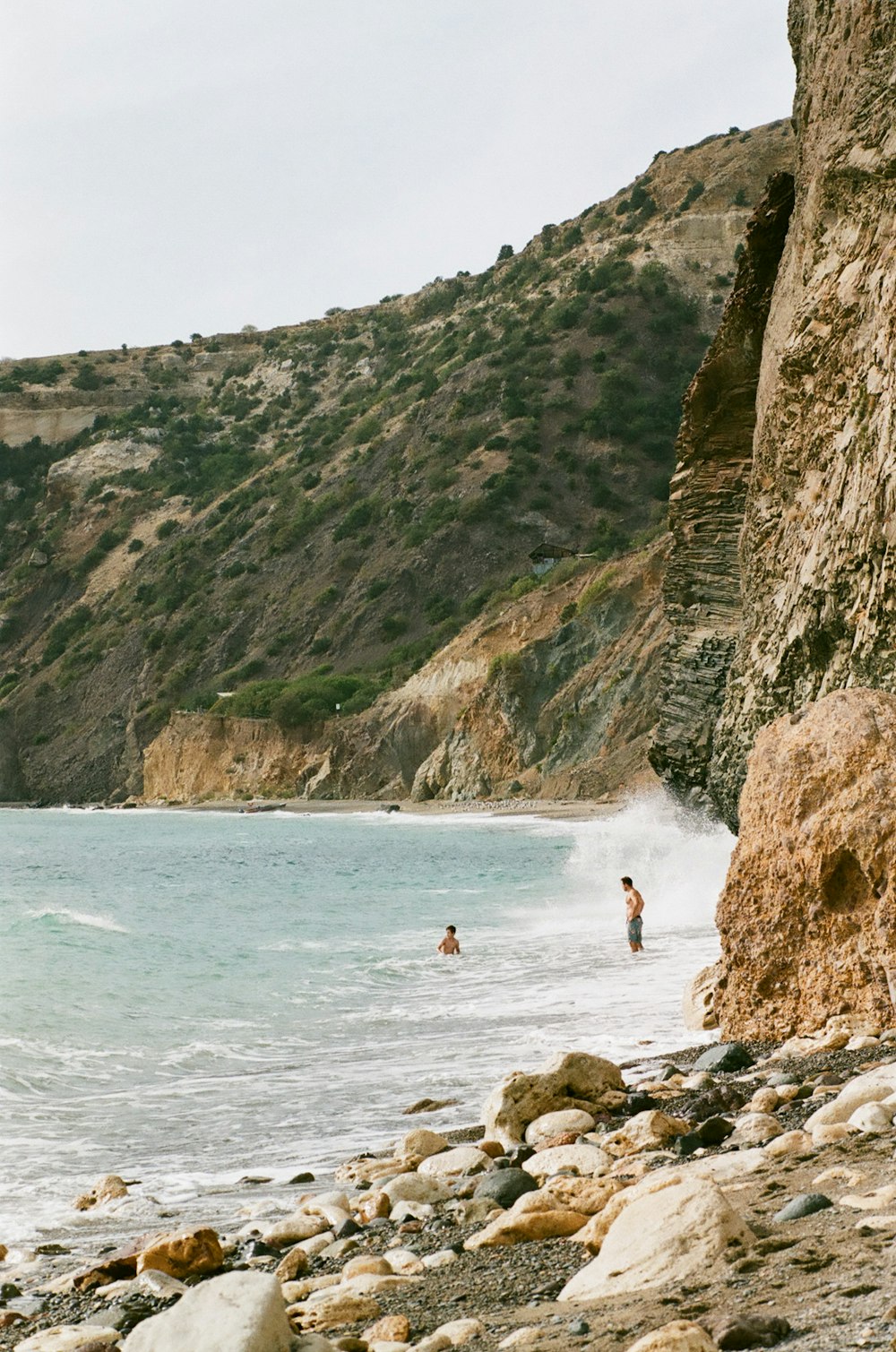 a couple of people that are standing in the water