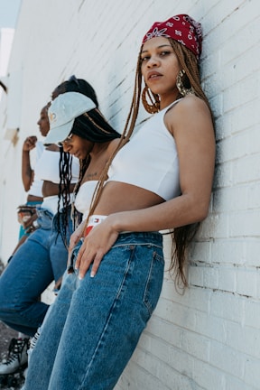 A group of friends enjoying a casual day in denim outfits.