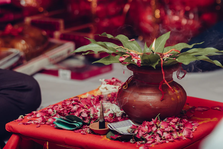 Floral centerpiece on an event table