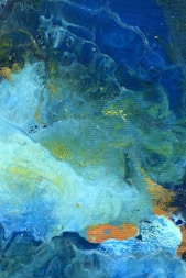 a painting of blue and yellow colors