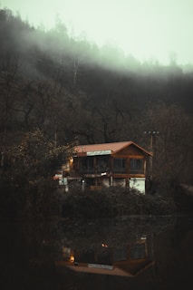 a house sitting on top of a lush green hillside