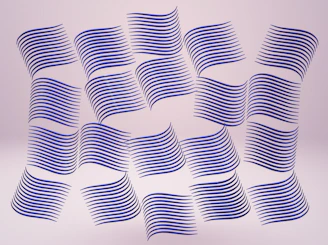Abstract waveform pattern in navy and royal blue tones on a clean white background