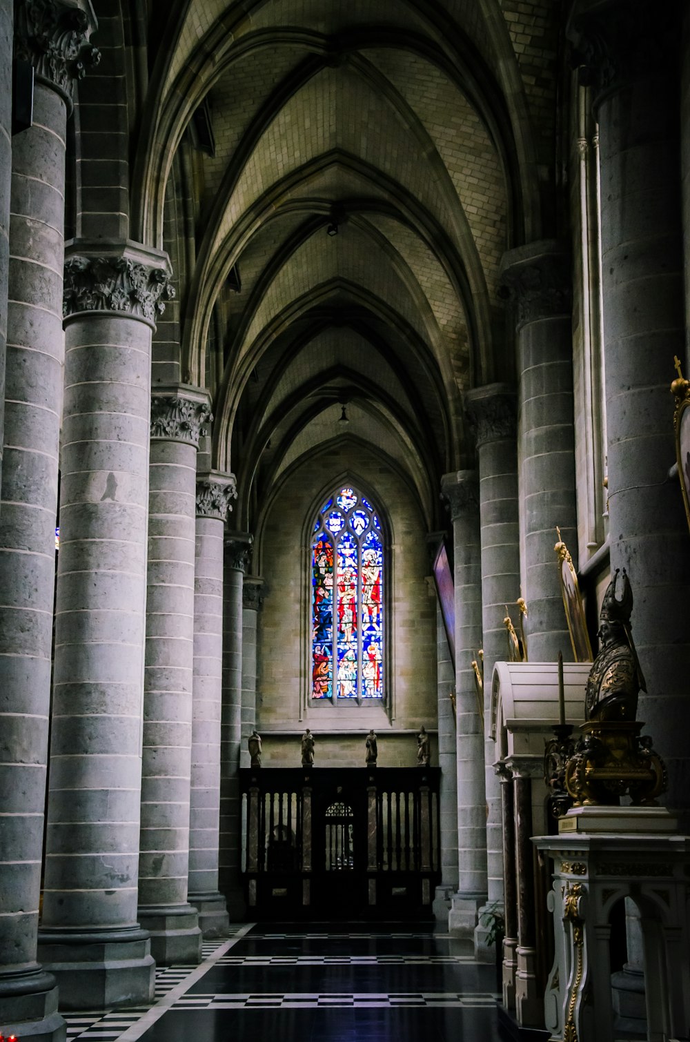 a large cathedral with a stained glass window