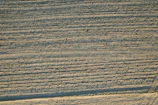 Close-up of a modern agricultural plow with soil texture
