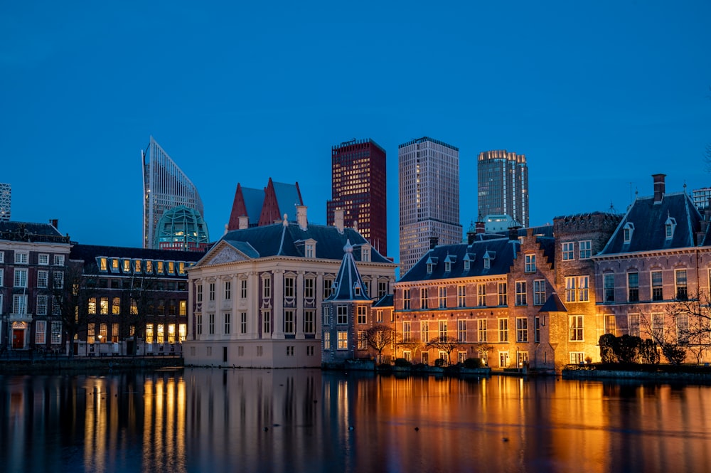 a view of a city at night from across the water