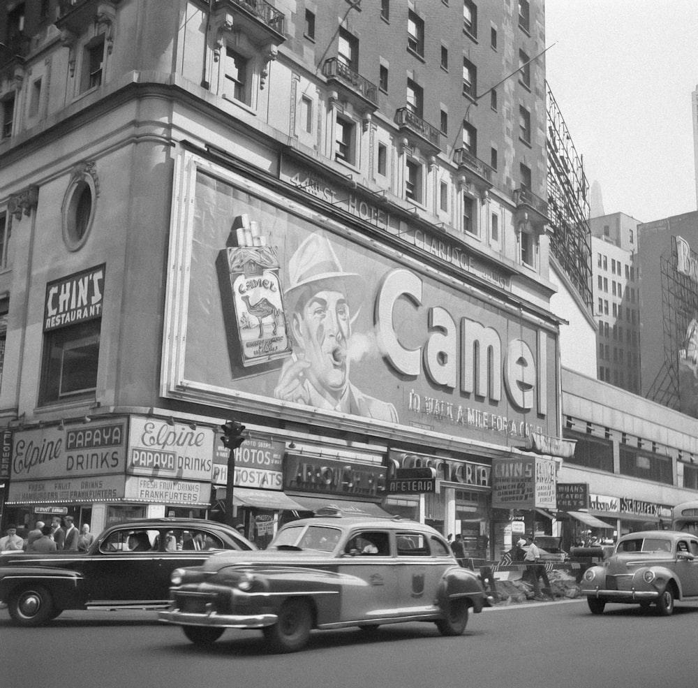 a black and white photo of a movie theater