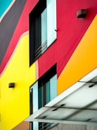 Commercial building facade with bold, clean paintwork.
