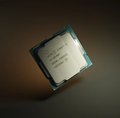 a close up of a cpu chip on a table