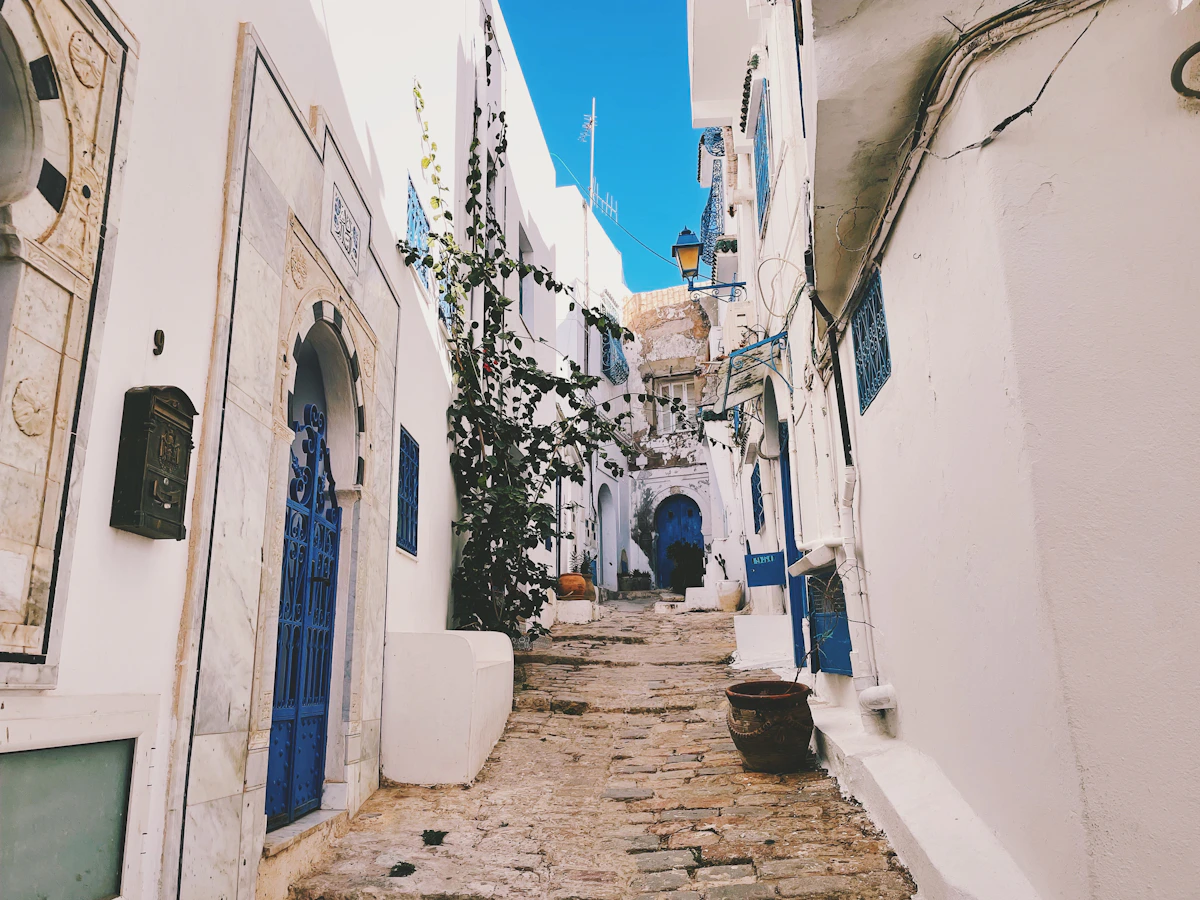 Sidi Bou Saïd — ruelles blanches et portes bleues, Tunisie