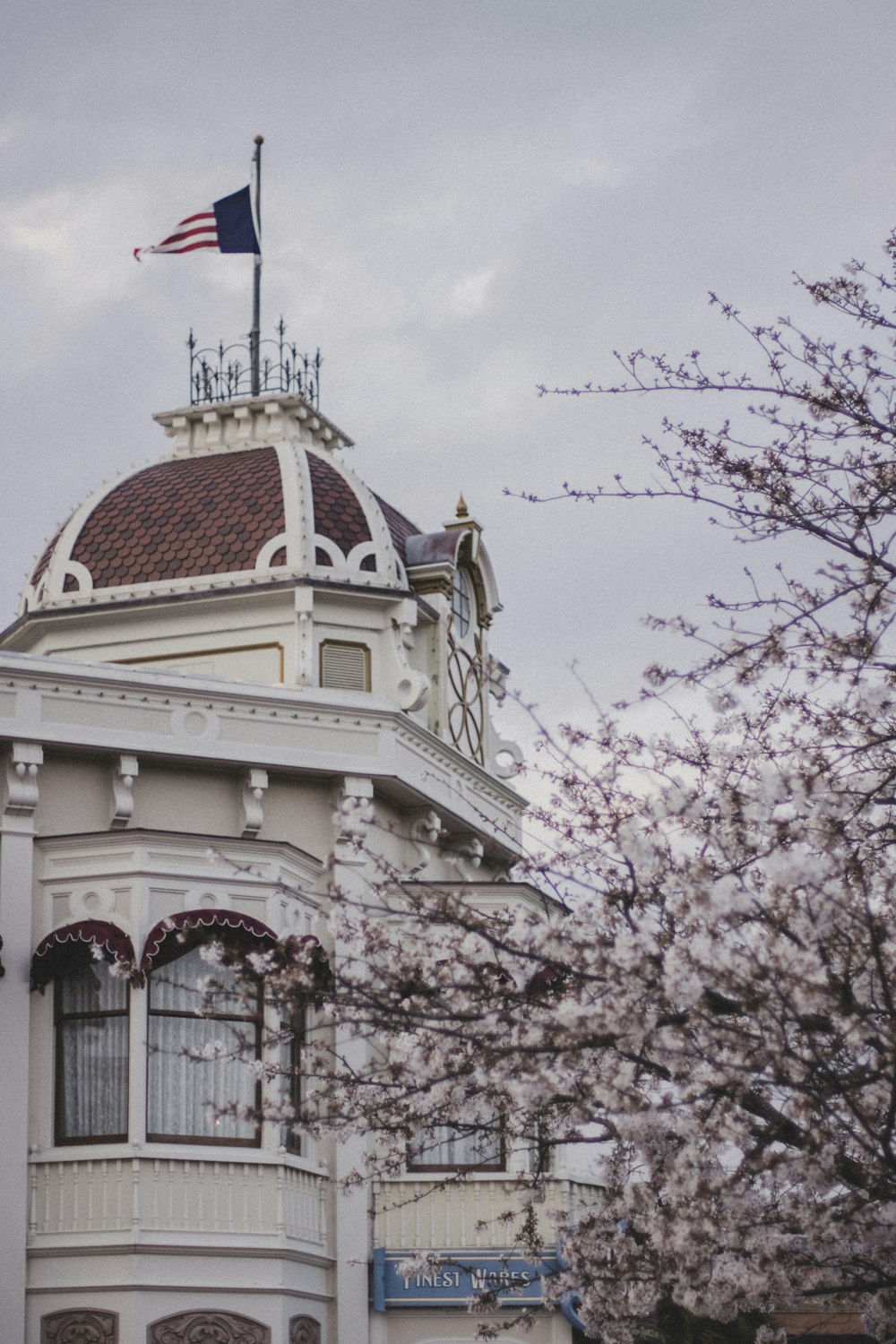 a building with a flag on top of it