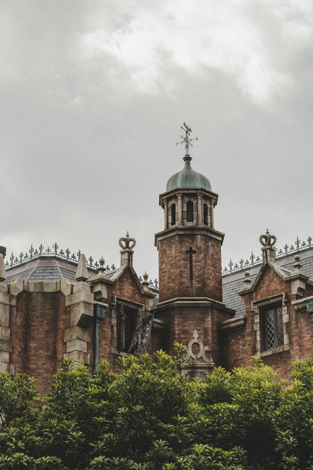 a clock tower on top of a brick building