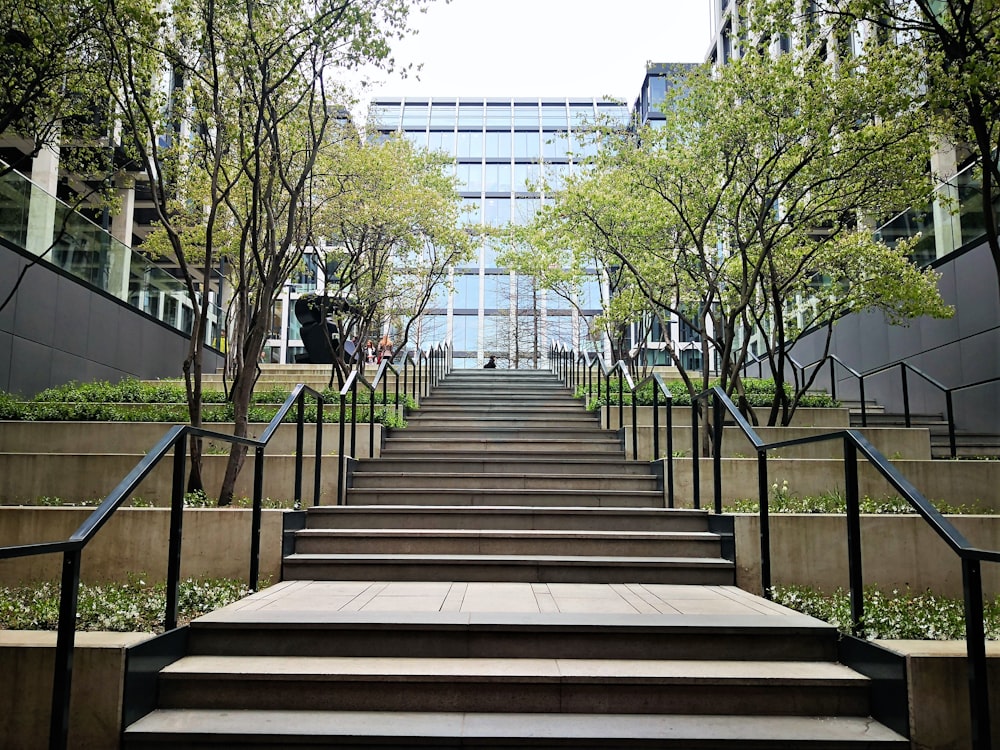 a set of stairs leading up to a building