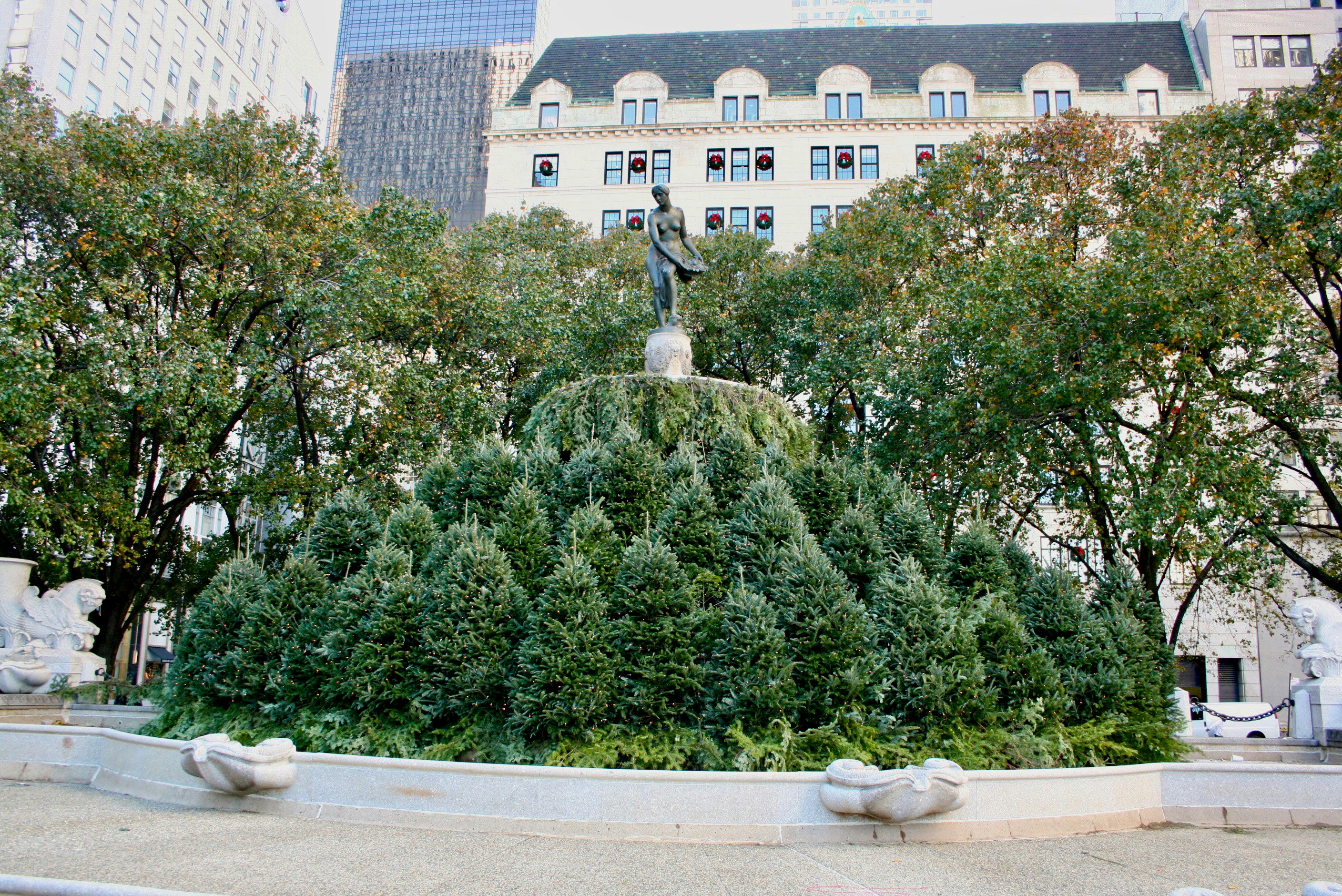 Christmas Trees fountain in New York City