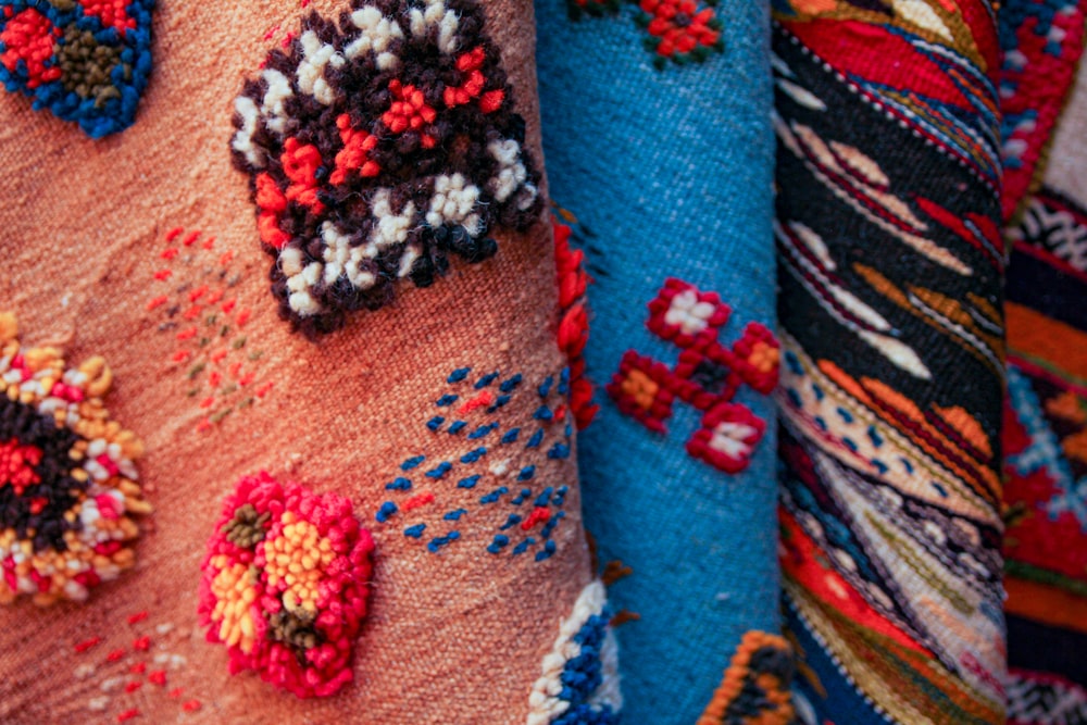 a close up of a blanket with a bunch of buttons on it