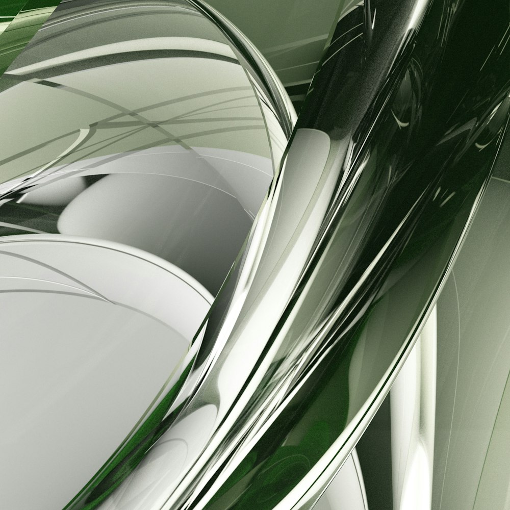 a close up of a green and white abstract design