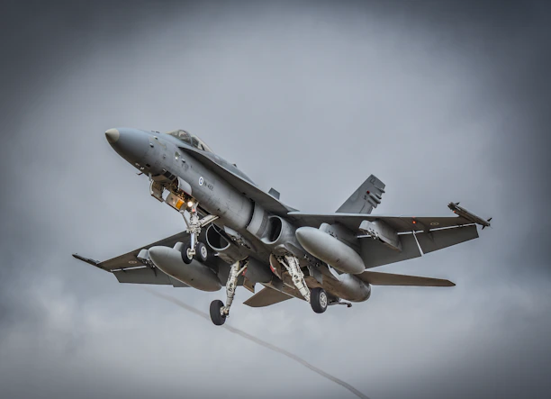 A detailed image of a military aircraft in flight.