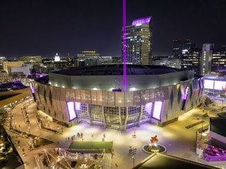 An aerial shot showcasing the progress of the arena.