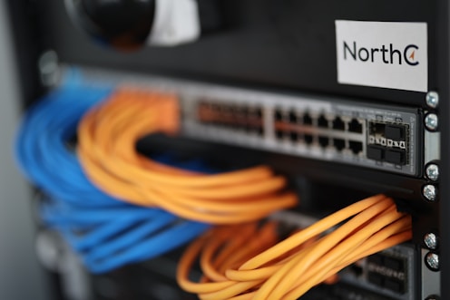 a close up of a network switch box