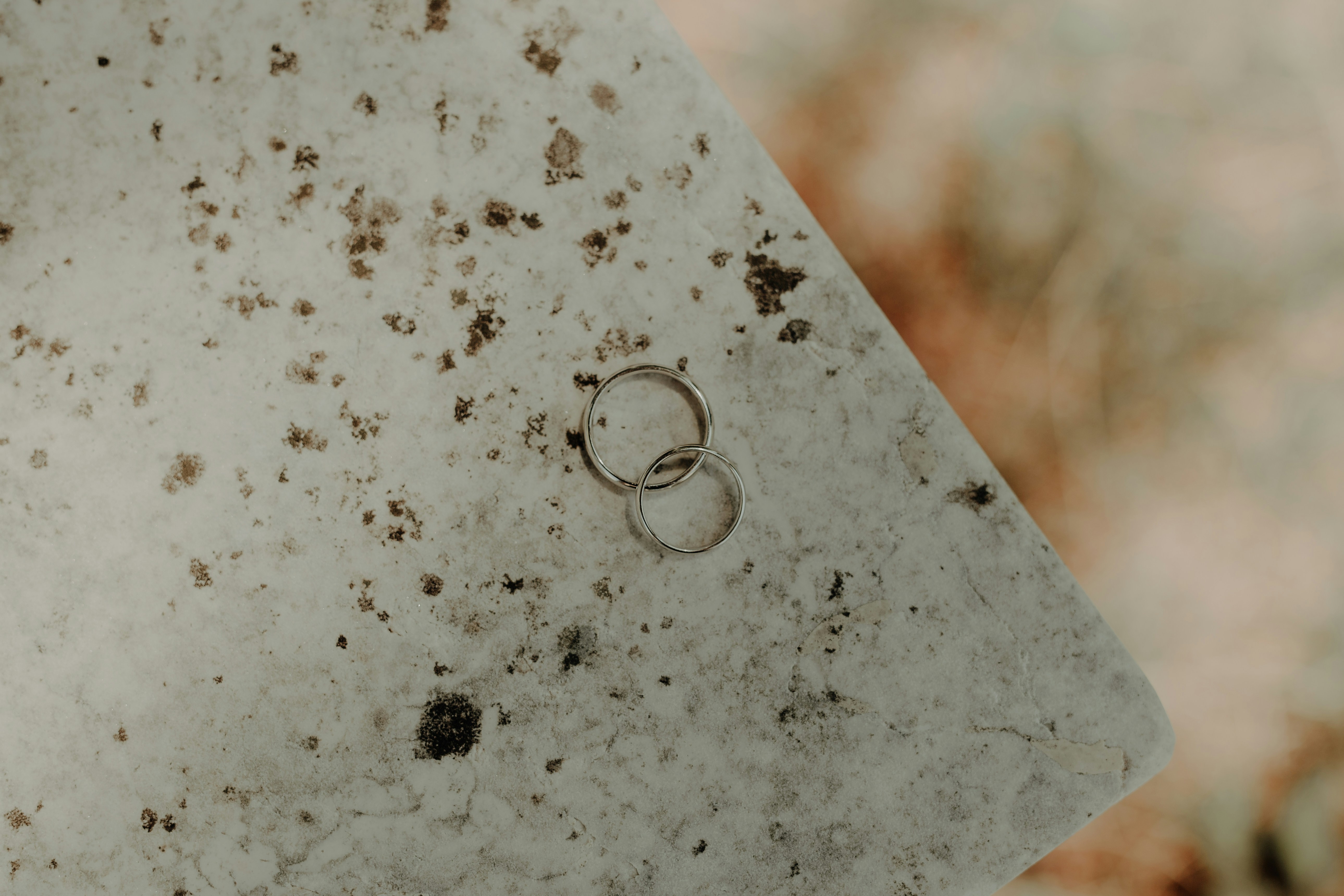 Wedding rings on table