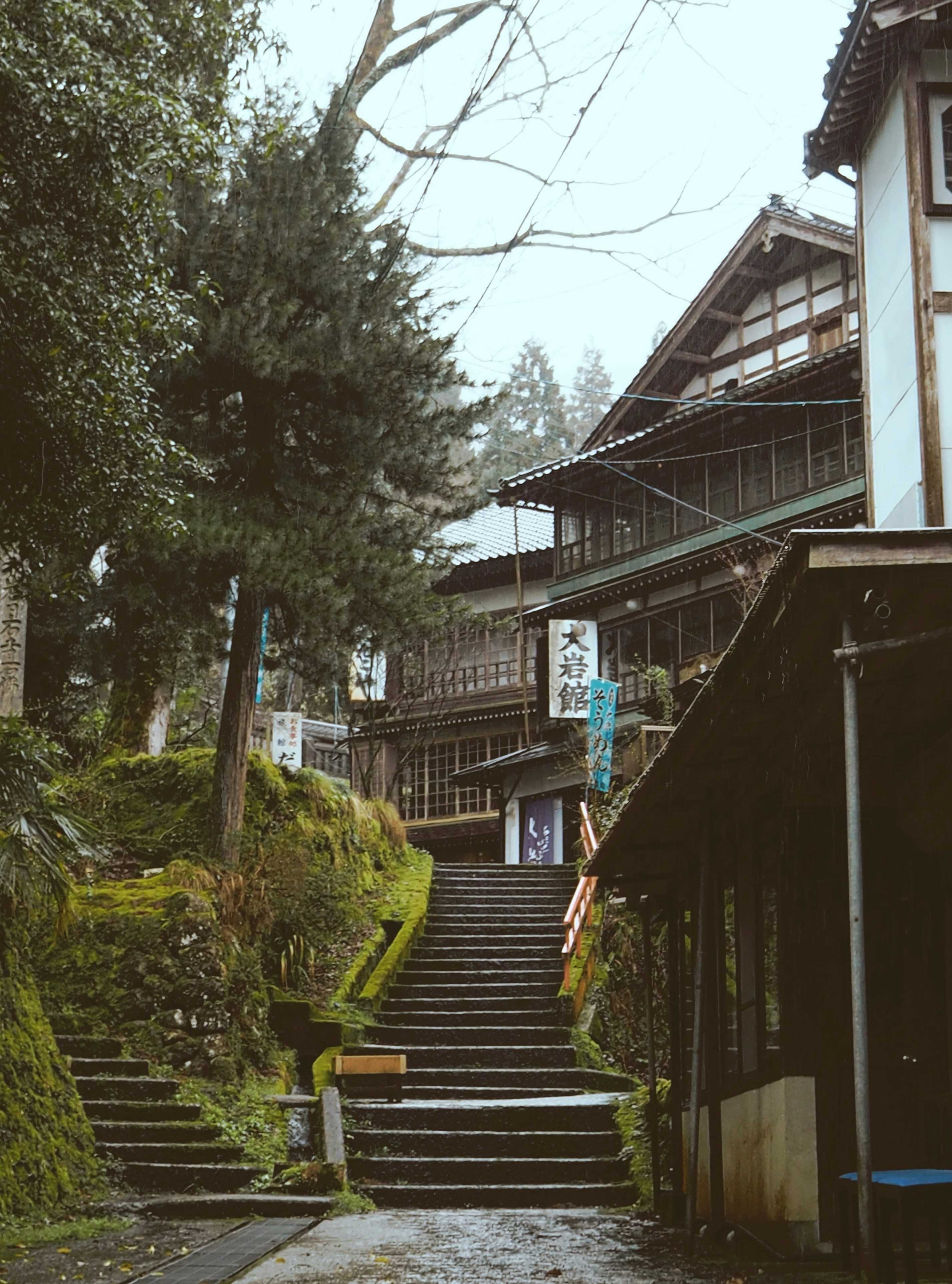 a set of stairs leading up to a building
