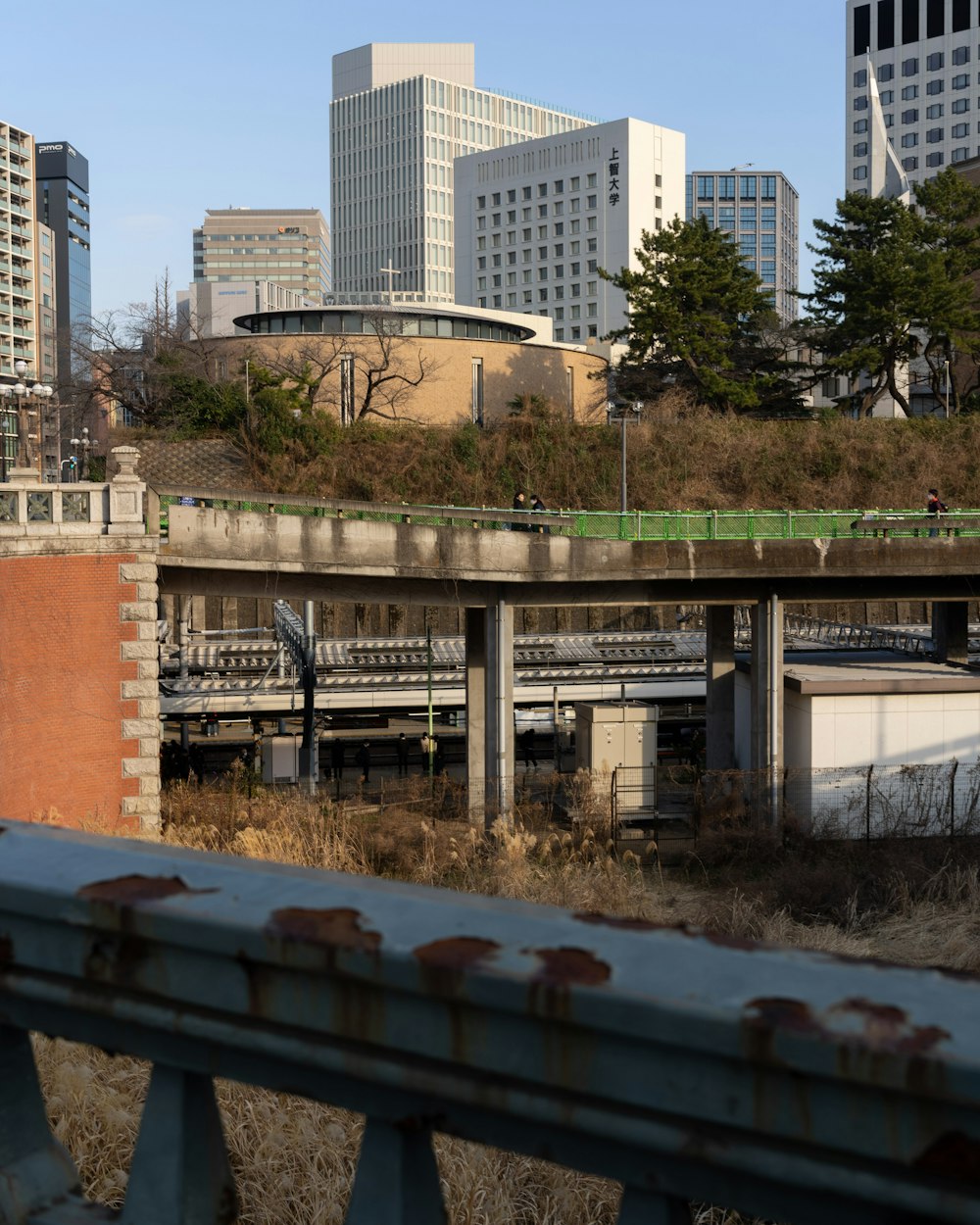 a view of a city from a bridge