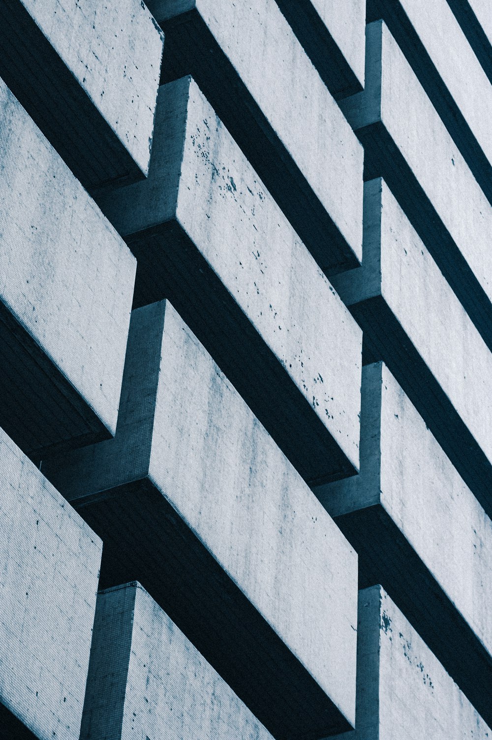 a close up of a building made of concrete blocks