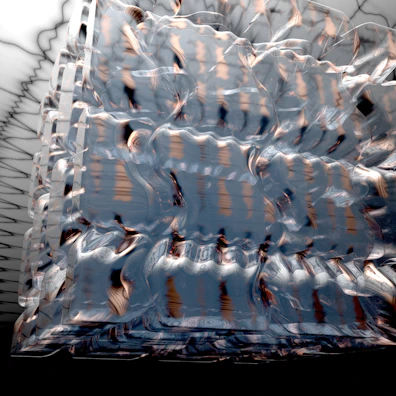 A high-resolution photo capturing the texture details of a futuristic design.