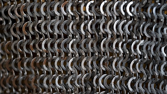 a close up of a chain link fence