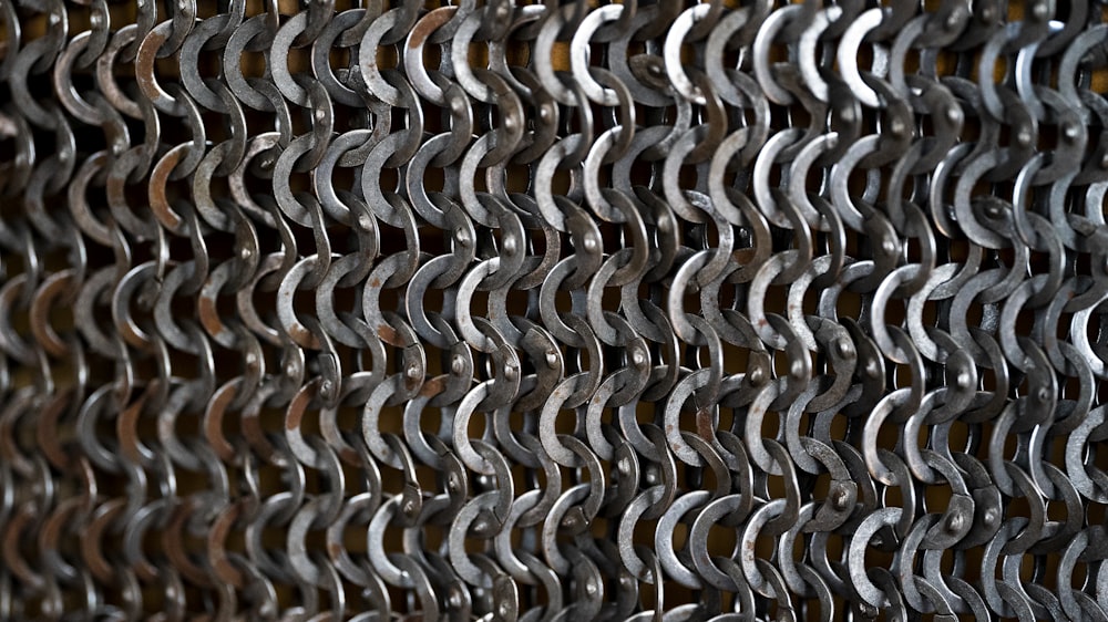 a close up of a chain link fence