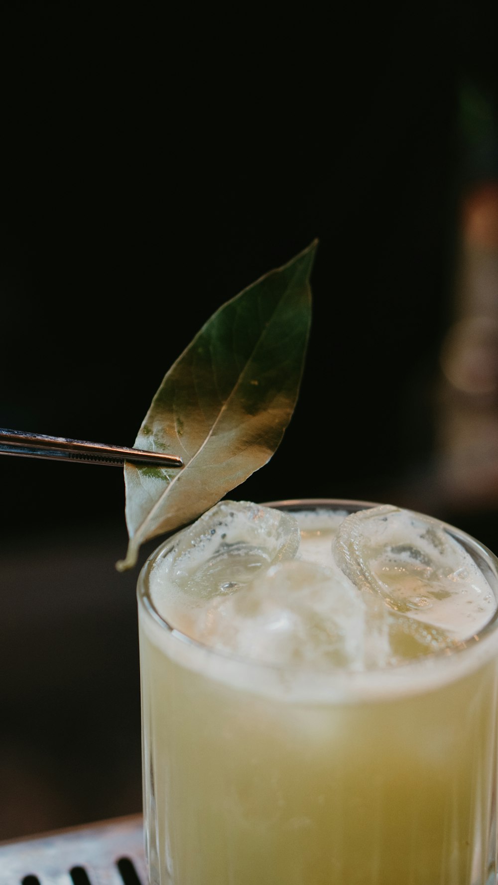 a close up of a drink on a table