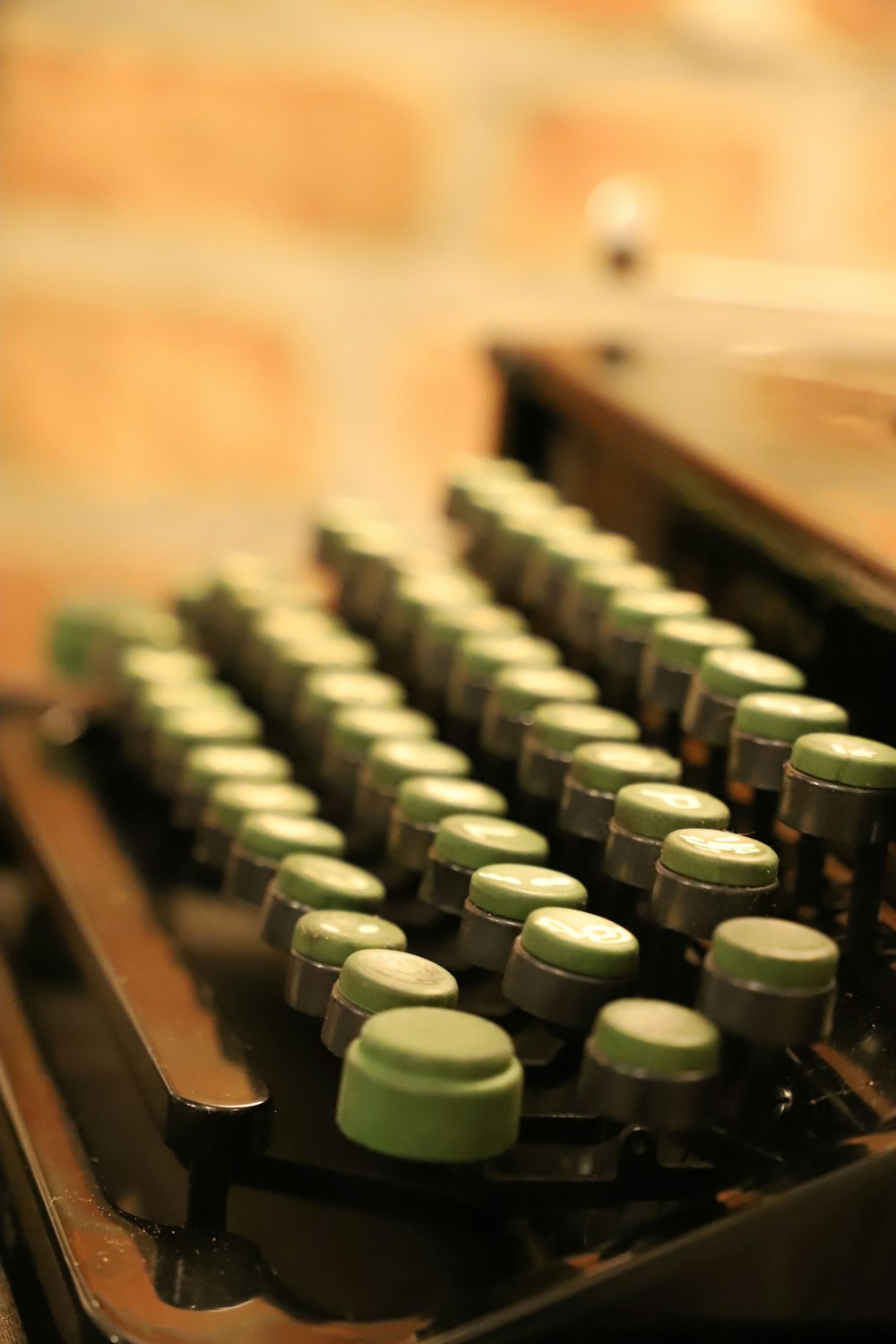 a close up of an old fashioned typewriter