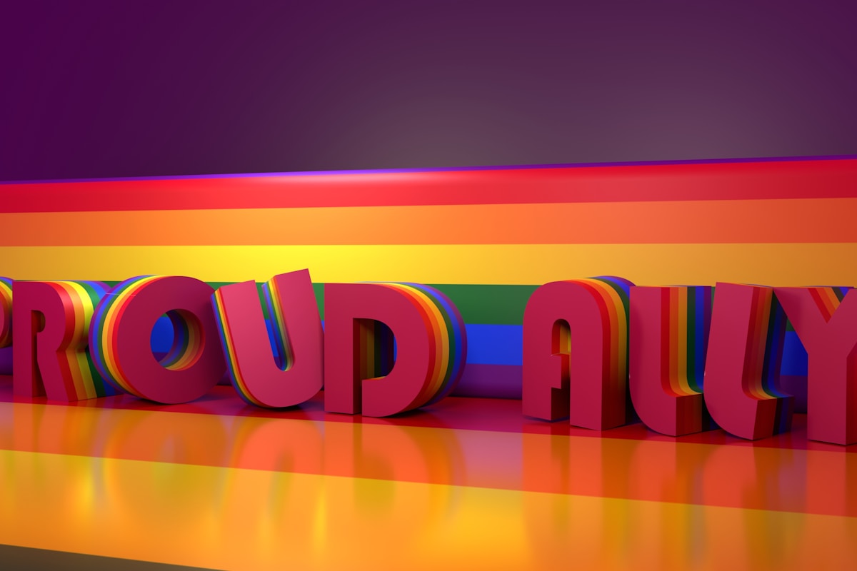 the word proud ally spelled in 3d letters