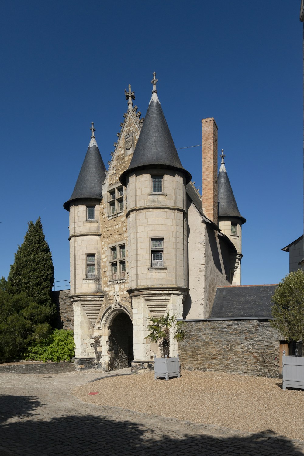 a large castle like building with a clock tower