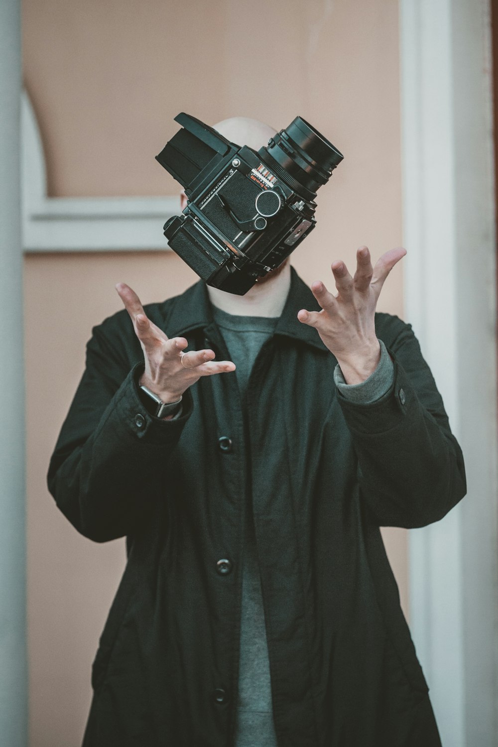 a man with a camera on his head