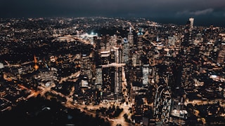 an aerial example of a city at night using DJI Avata