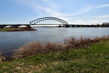 a bridge over a body of water on a sunny day
