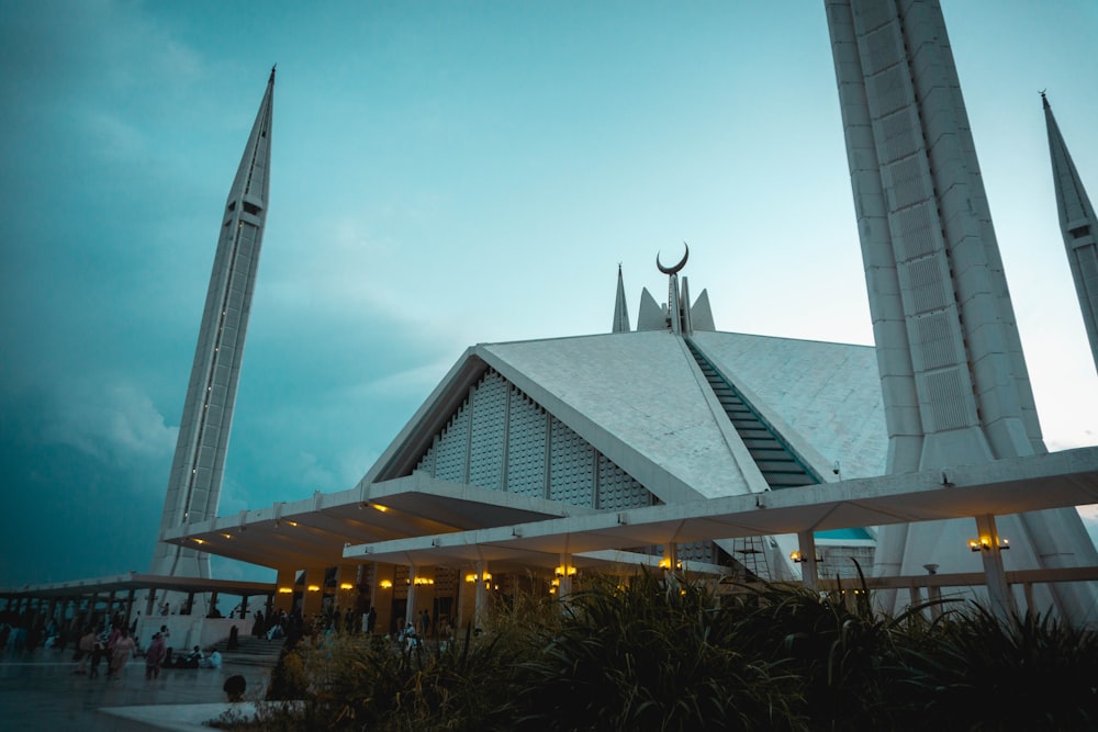 a very tall building with a pointed roof