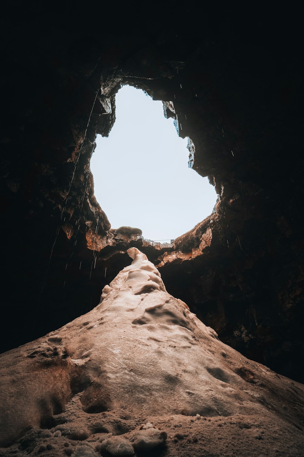 a view of the inside of a cave