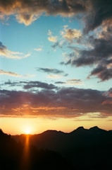 A beautiful sunset over a mountain range.