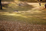 A quiet, empty park bench under a cloudy sky.