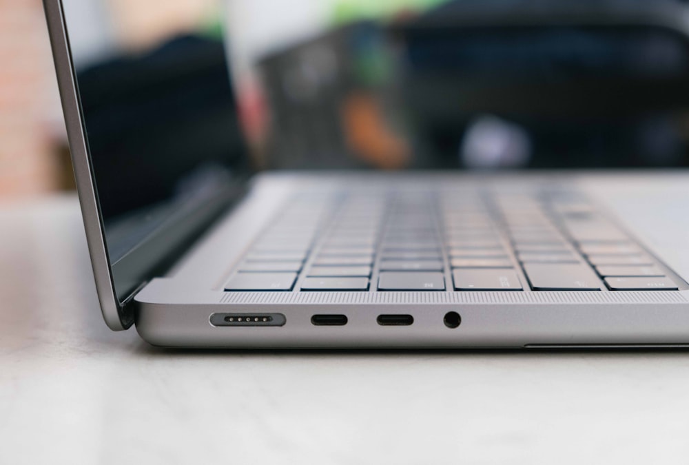 a close up of a laptop on a table