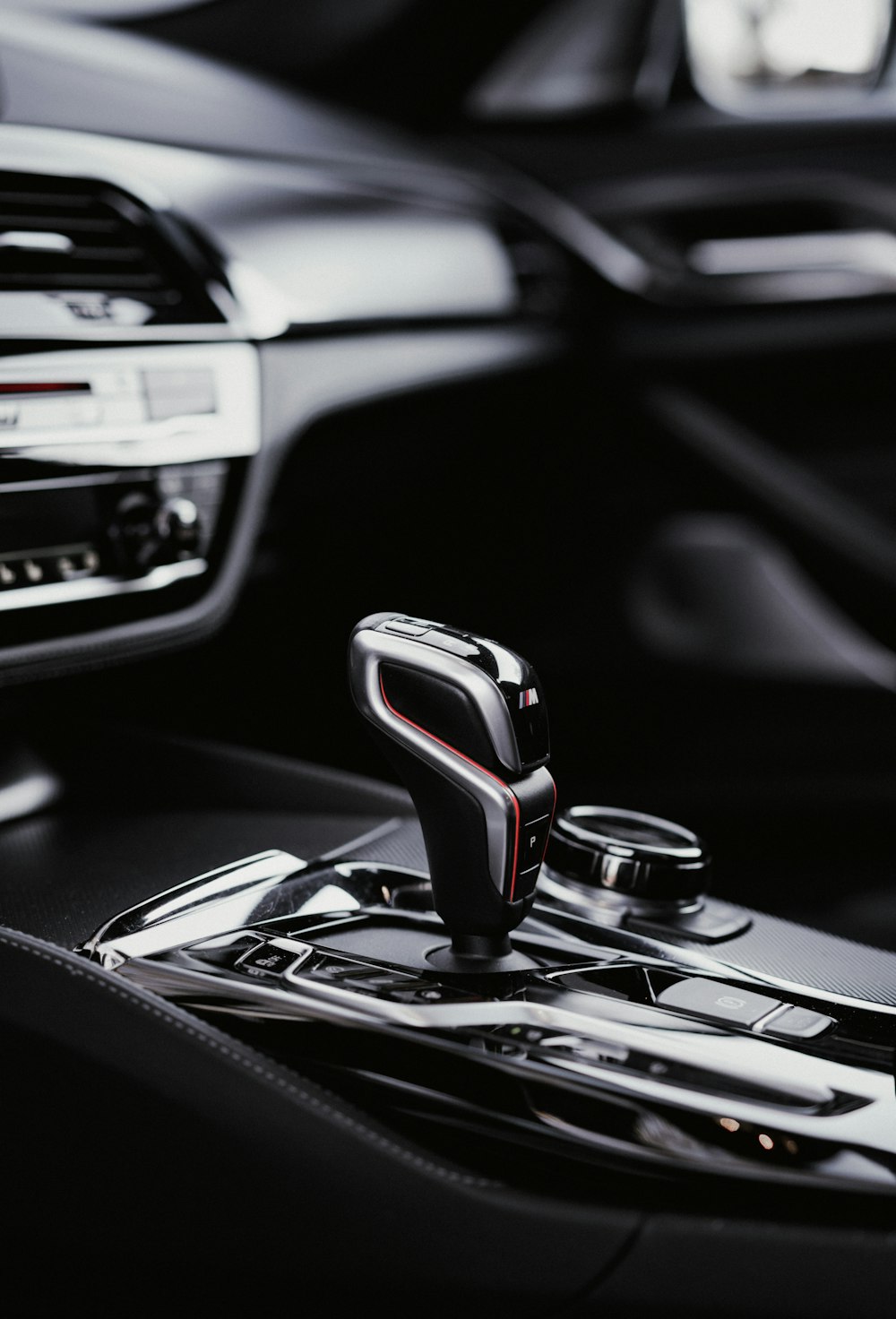 a close up of a steering wheel in a car