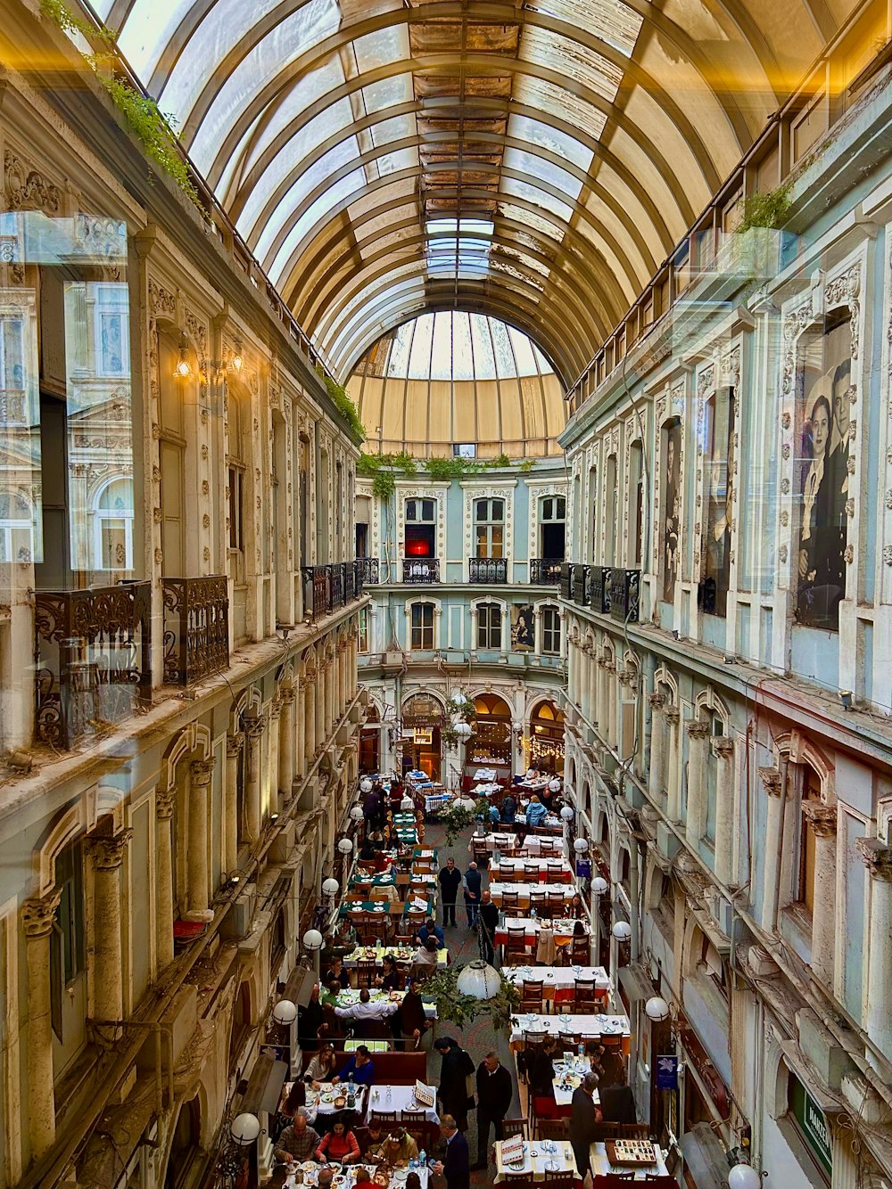 a view of a restaurant from the second floor of a building