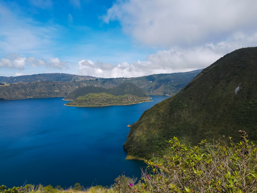 a large body of water surrounded by mountains