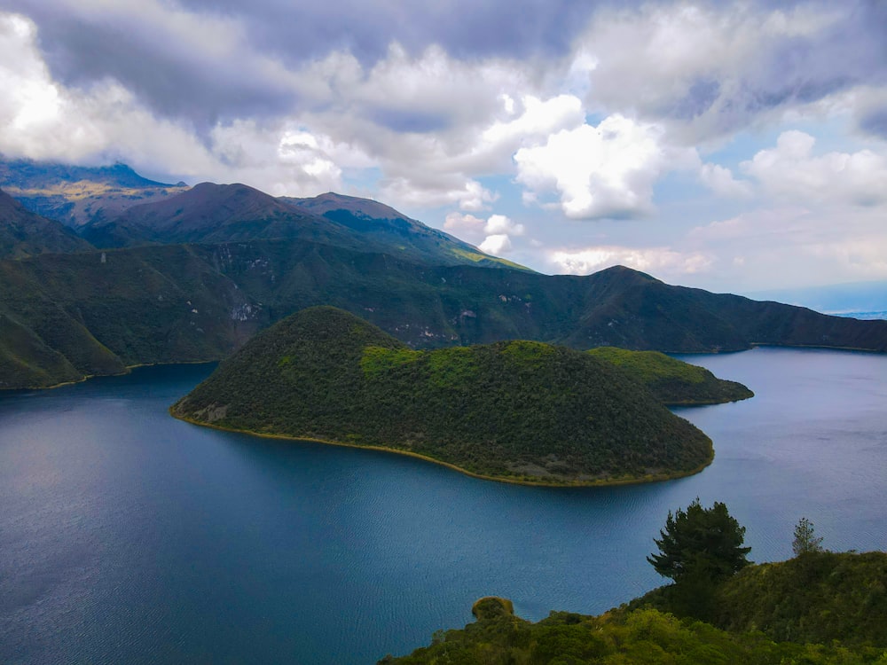 a large body of water surrounded by mountains