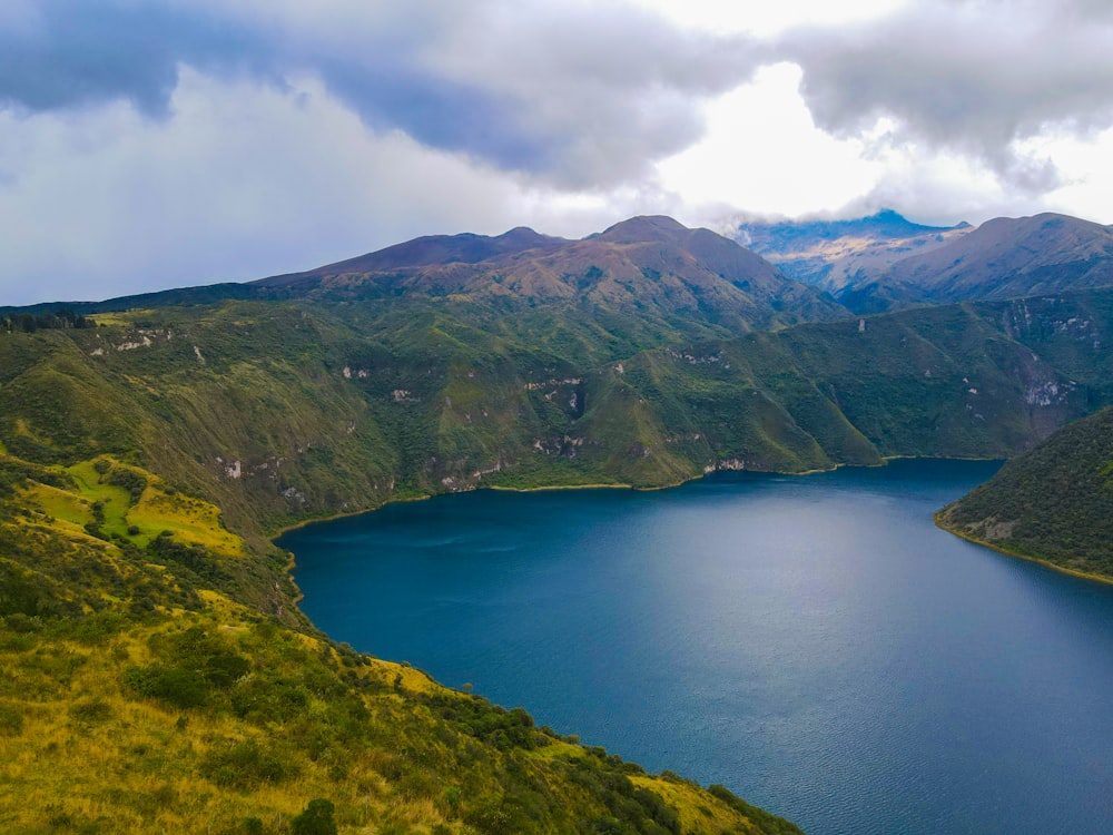 a large body of water surrounded by mountains