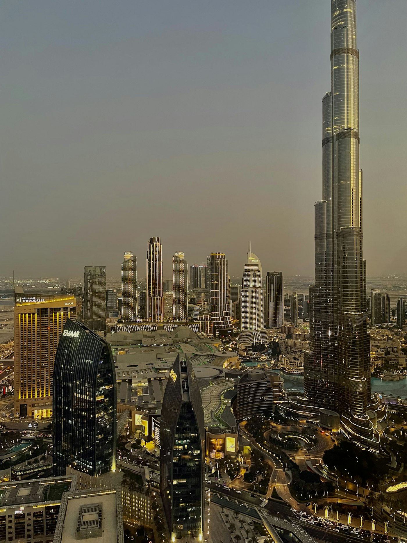 Dubai community with palm-lined streets